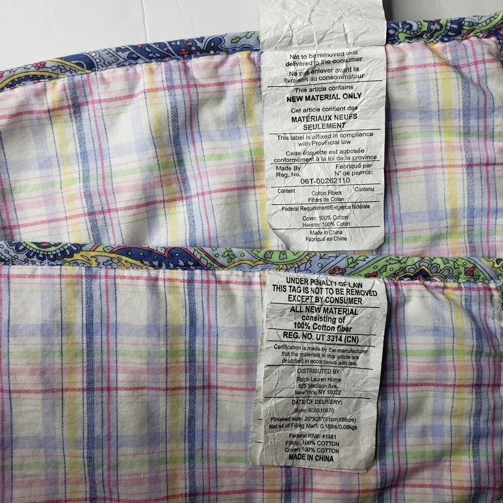 RALPH LAUREN HOME Pair of Blue Green Paisley Pillow Shams